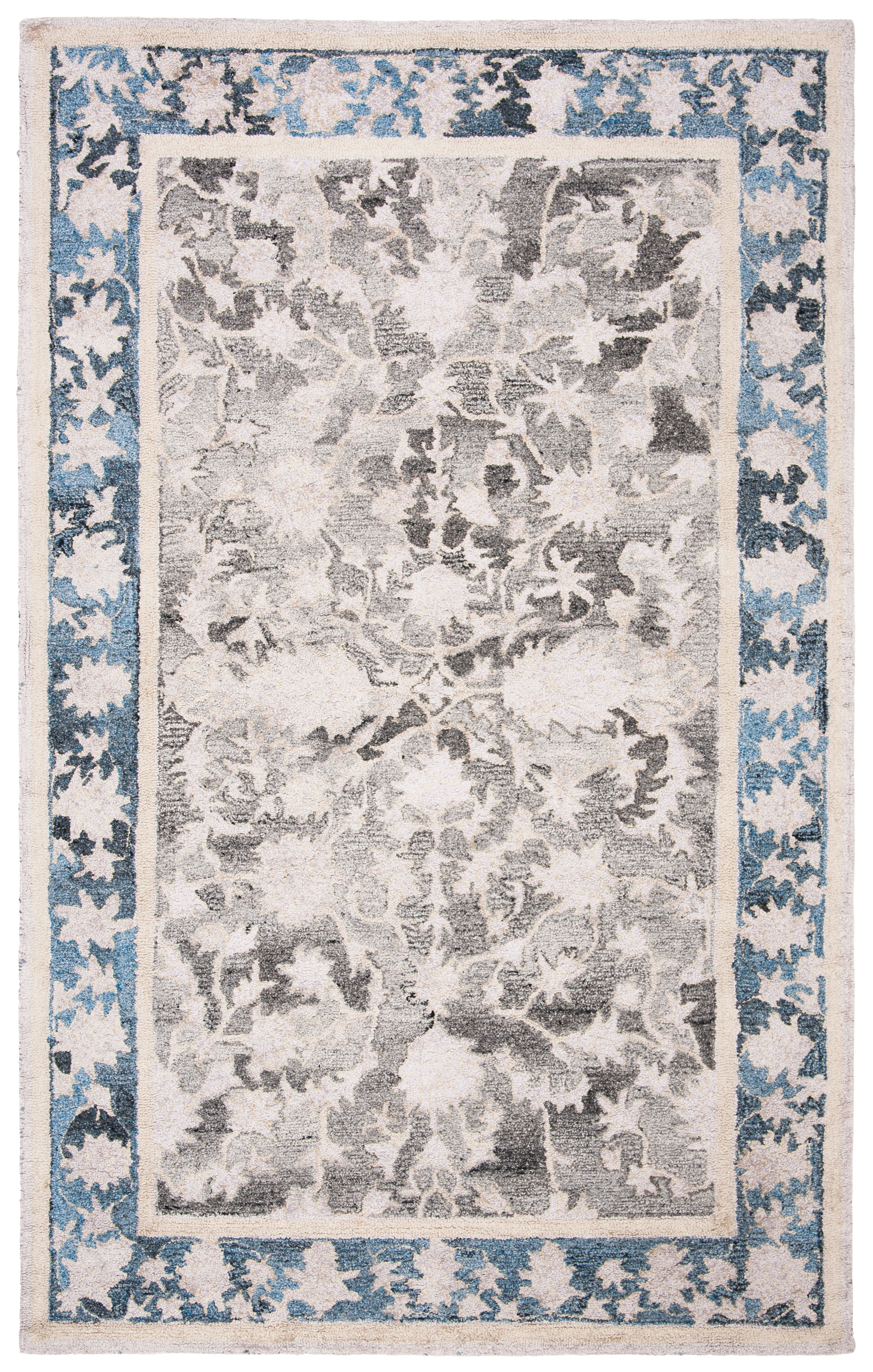 Hand-Tufted Blue and Beige Wool Blend Abstract 4' x 6' Area Rug