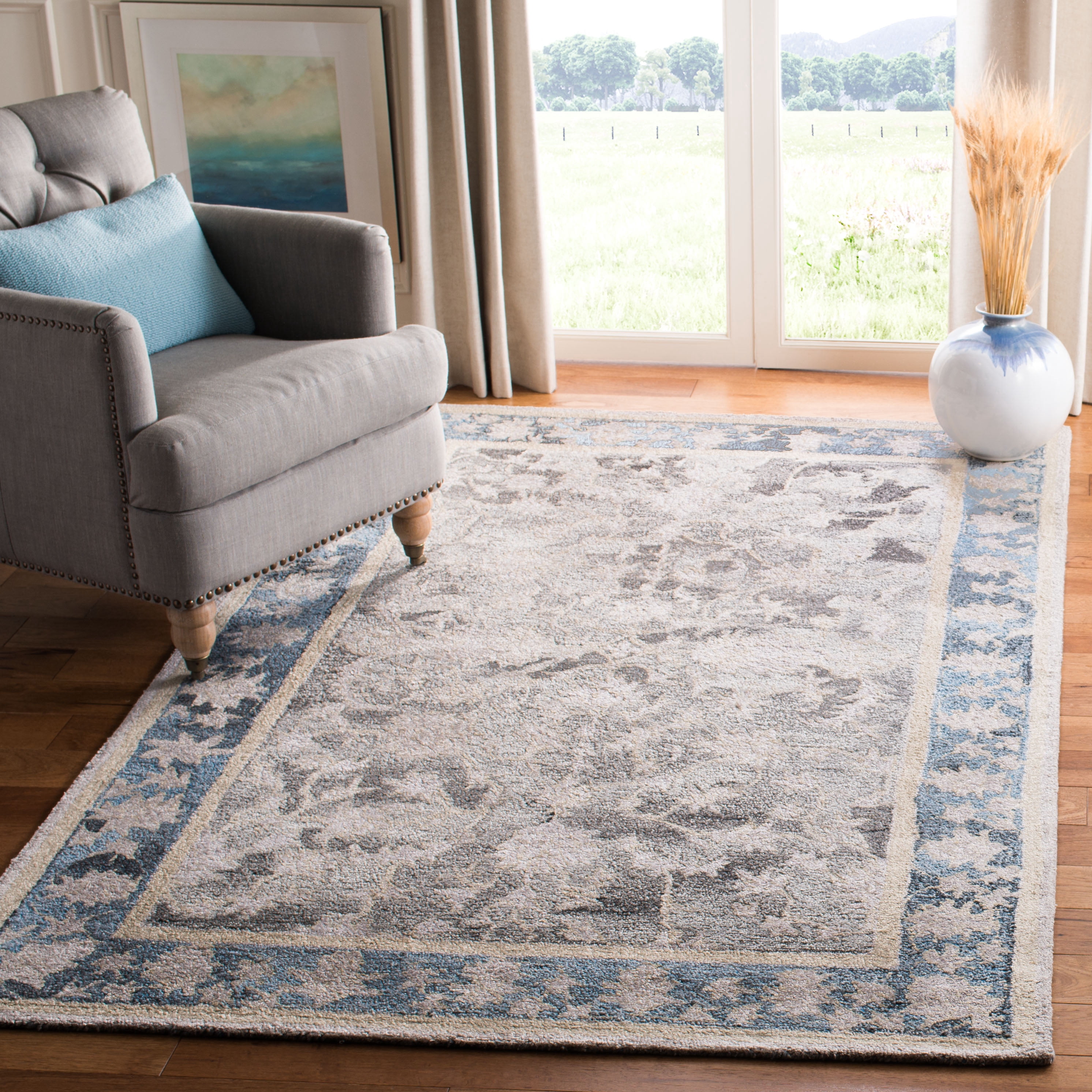 SAFAVIEH Abstract Cynthia Oriental Area Rug, Beige/Blue, 6' x 9'