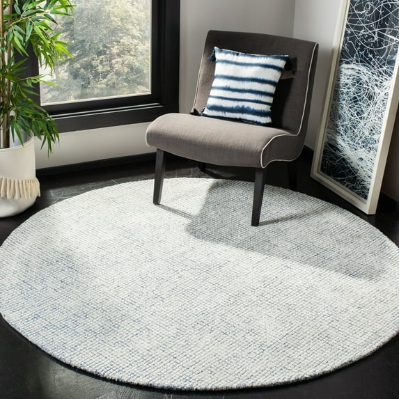 SAFAVIEH Abstract Dalia Geometric Area Rug, Ivory/Blue, 4' x 4' Round