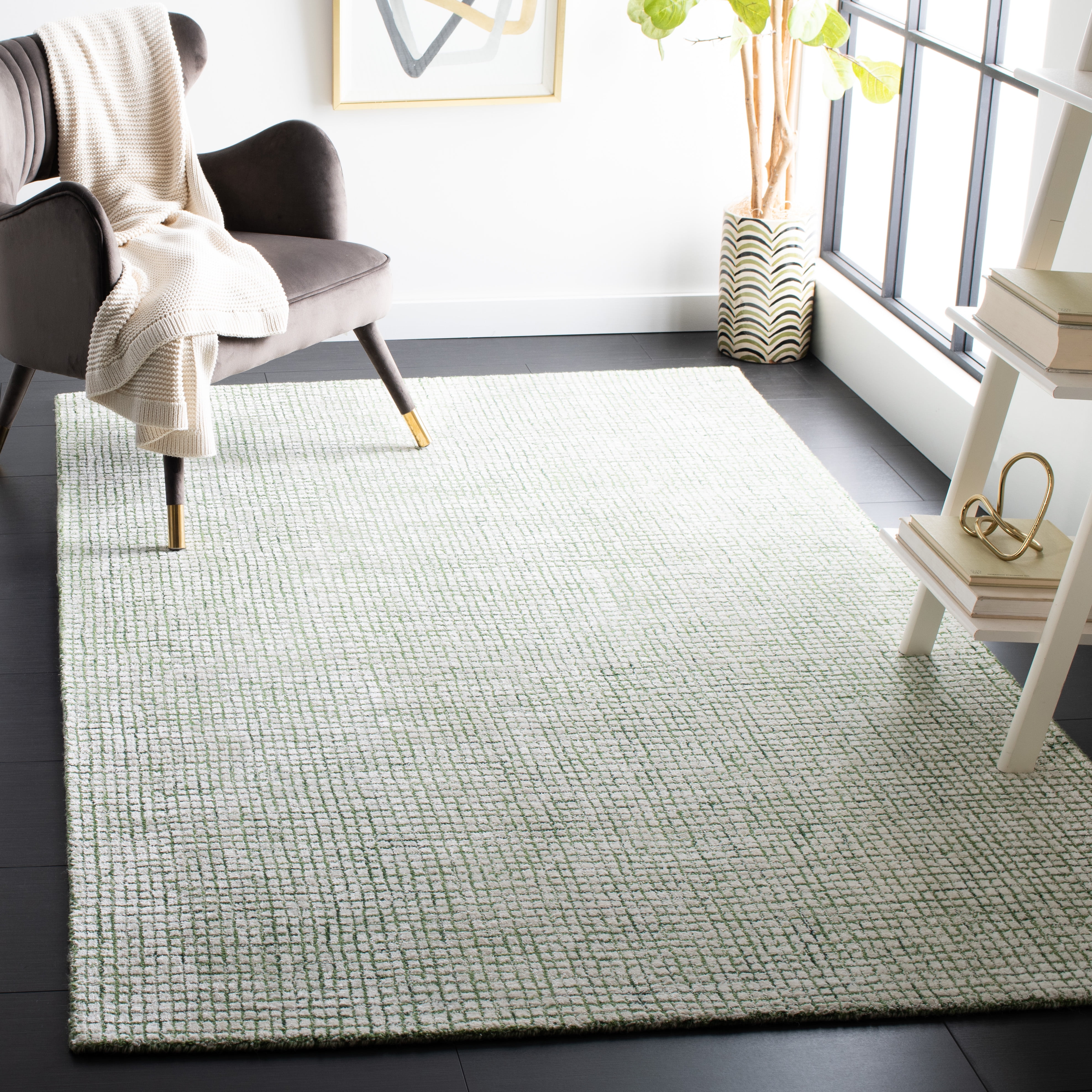 SAFAVIEH Abstract Dalia Geometric Area Rug, Ivory/Green, 6' x 6' Square