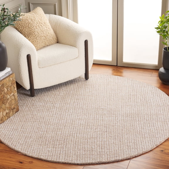 SAFAVIEH Abstract Dalia Geometric Area Rug, Ivory/Beige, 6' x 6' Round