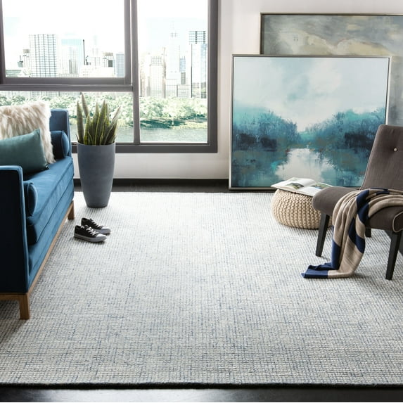 SAFAVIEH Abstract Dalia Geometric Area Rug, Ivory/Blue, 10' x 14'