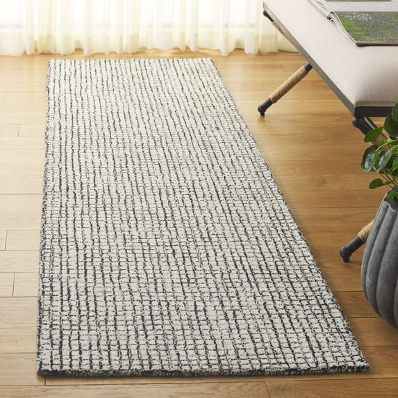 SAFAVIEH Abstract Dalia Geometric Runner Rug, Ivory/Black, 2'3" x 8'