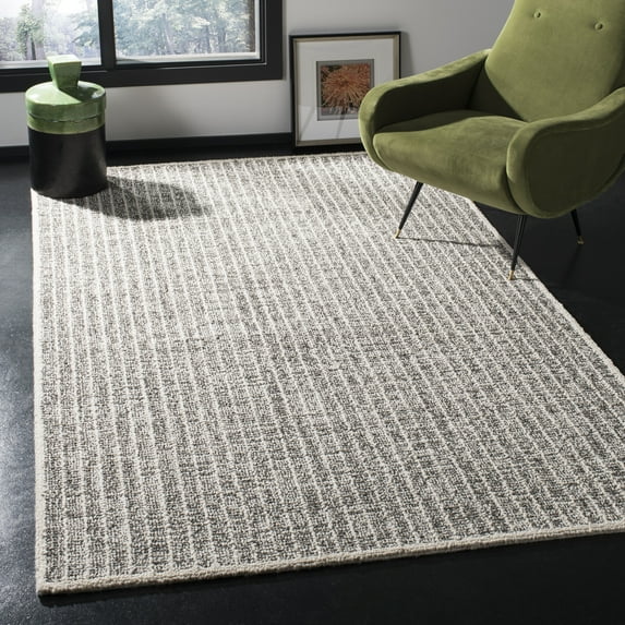 SAFAVIEH Abstract Dani Striped Area Rug, Ivory/Black, 6' x 9'