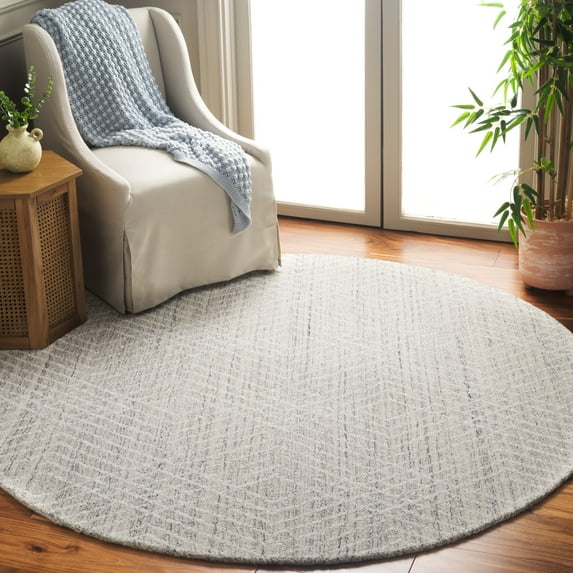 SAFAVIEH Abstract Dania Diamond Area Rug, Silver/Ivory, 6' x 6' Round