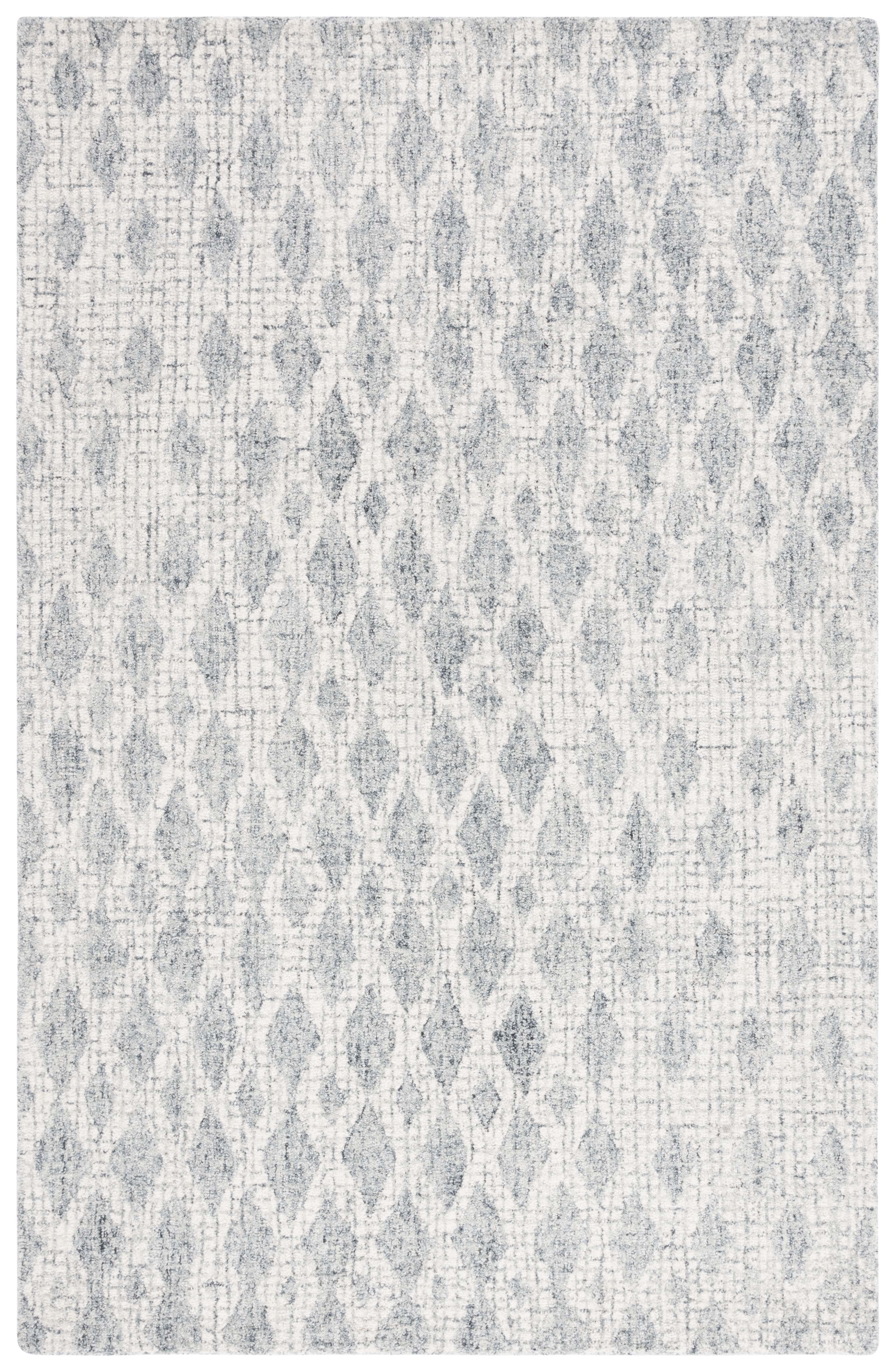 Ivory and Gray Abstract Handmade Wool Area Rug