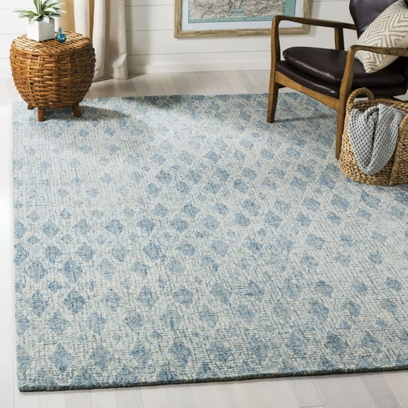 SAFAVIEH Abstract Darian Geometric Diamonds Area Rug, Ivory/Blue, 5' x 8'