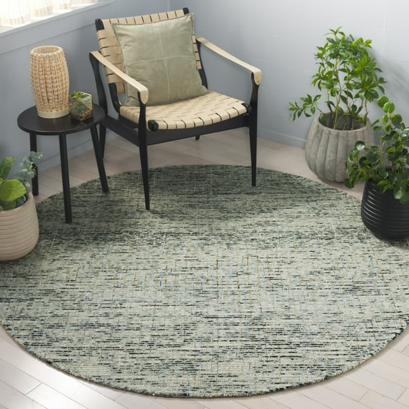 Safavieh Abstract Delia Distressed Wool Area Rug, Green/Ivory, 6' x 6' Round