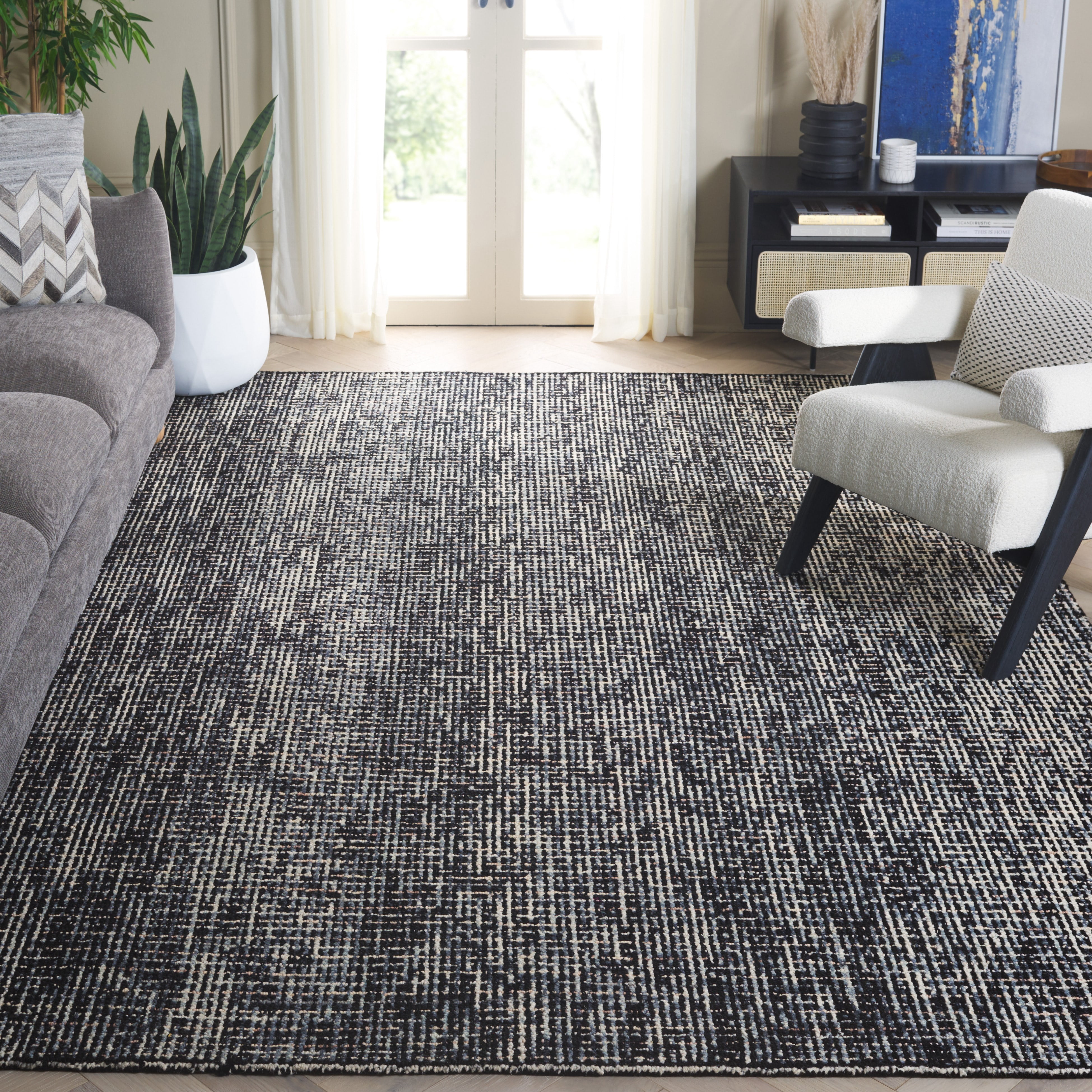 Safavieh Abstract Delia Distressed Wool Area Rug, Black/Gray, 9' x 12'