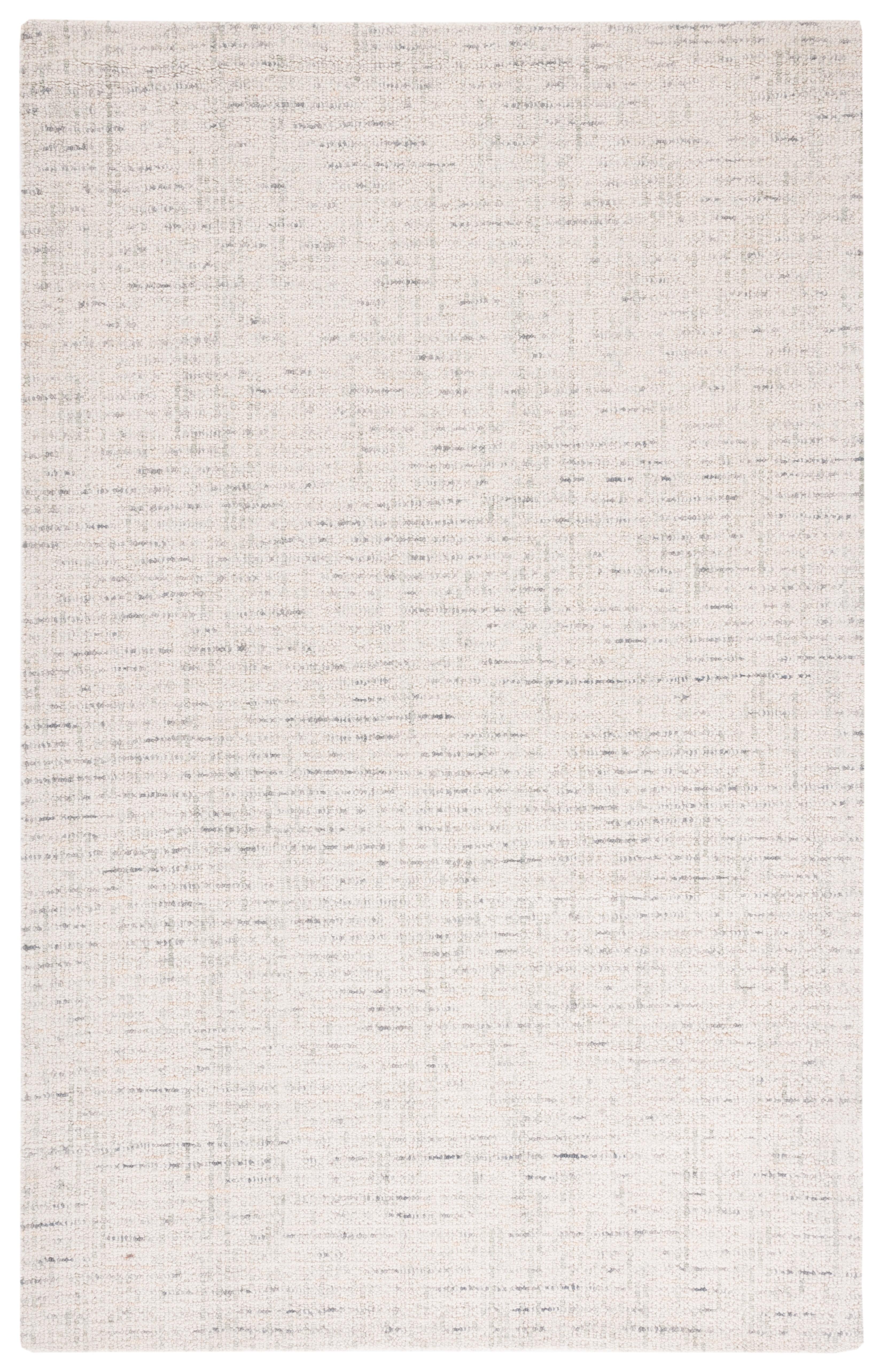 Ivory and Light Grey Hand-Tufted Wool Abstract Rug - 5' x 8'