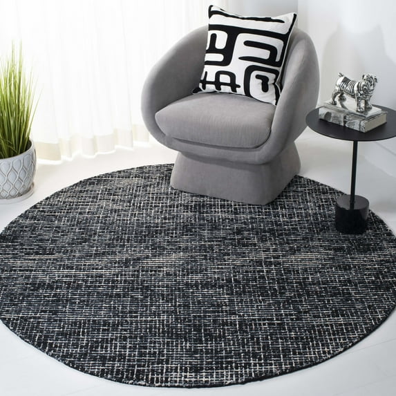 Safavieh Abstract Delia Distressed Wool Area Rug, Black/Gray, 6' x 6' Round