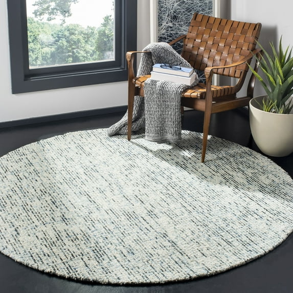 Safavieh Abstract Delia Distressed Wool Area Rug, Blue/Charcoal, 4' x 4' Round