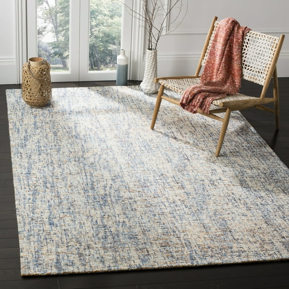 Safavieh Abstract Delia Distressed Wool Area Rug, Dark Blue/Rust, 4' x 4' Square