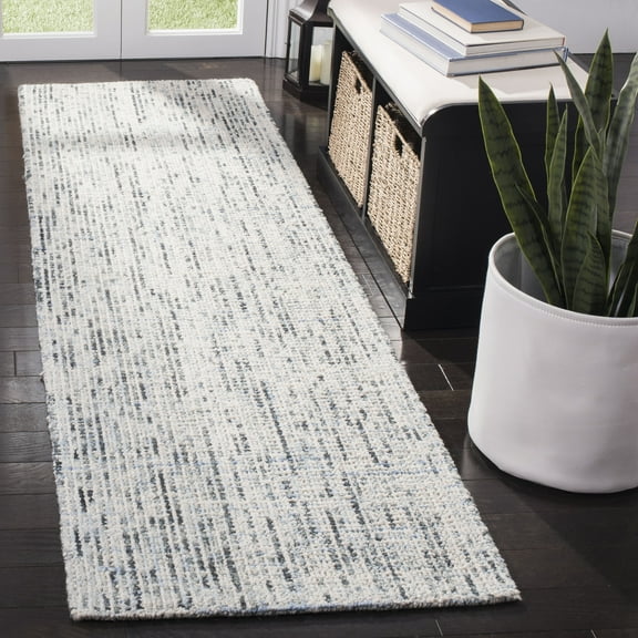 SAFAVIEH Abstract Delia Distressed Wool Runner Rug, Blue/Charcoal, 2'3" x 14'