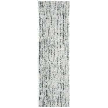 SAFAVIEH Abstract Delia Geometric Wool Runner Rug, Blue/Charcoal, 2'3" x 16'