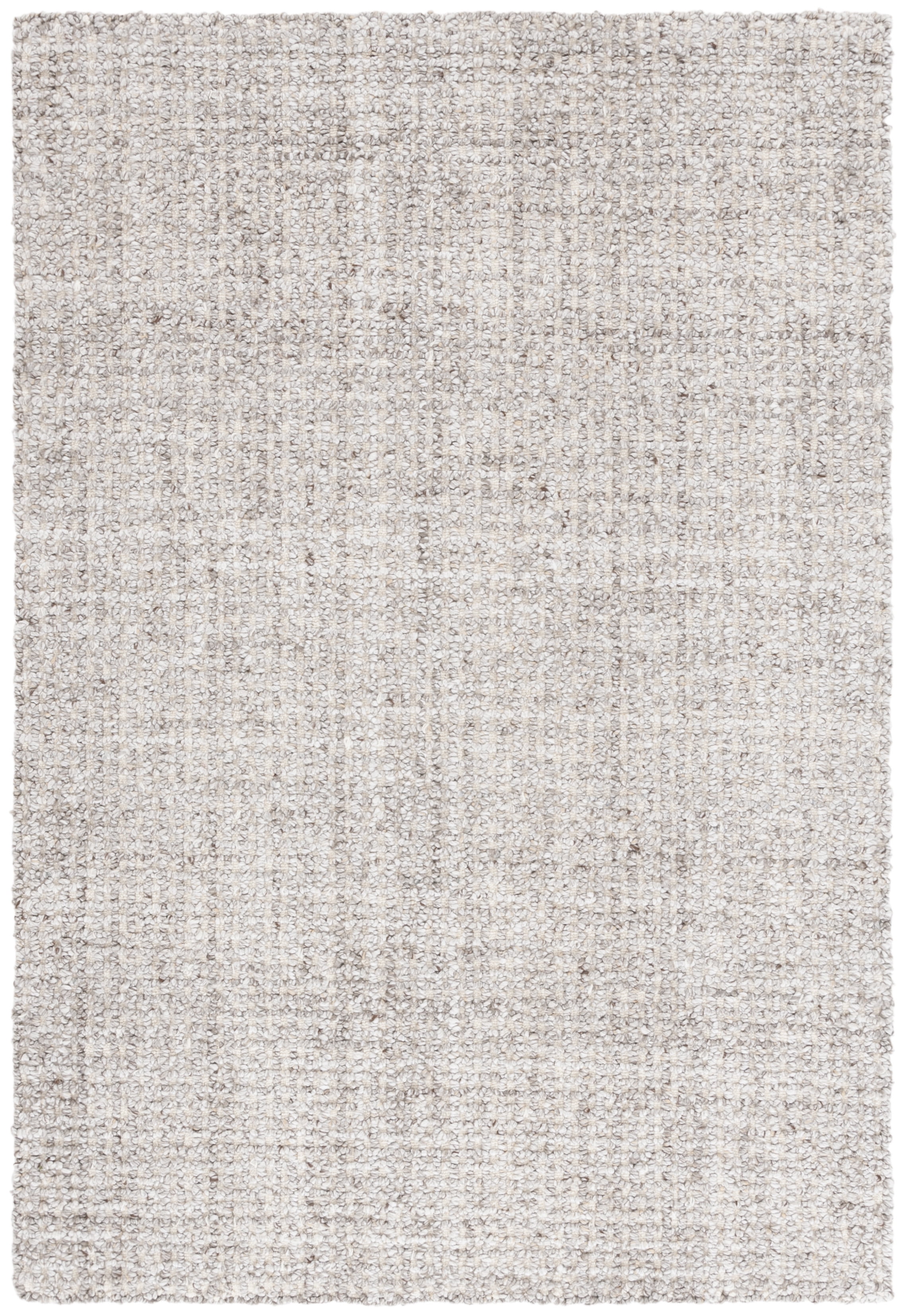 Light Brown and Grey Abstract Handmade Tufted Wool Rug, 4' x 6'