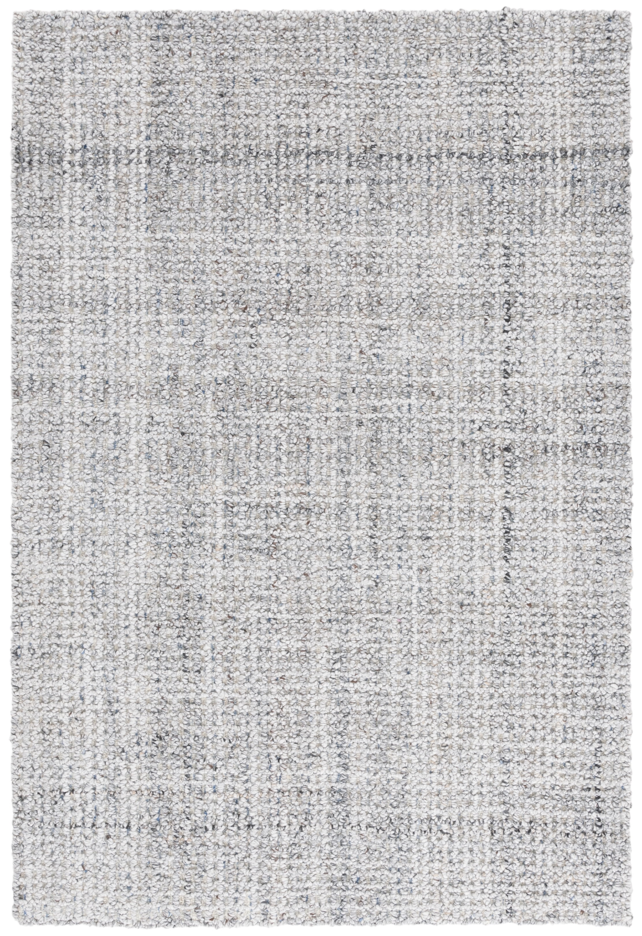 Light Grey Abstract Handmade Tufted Wool 4' x 6' Rug