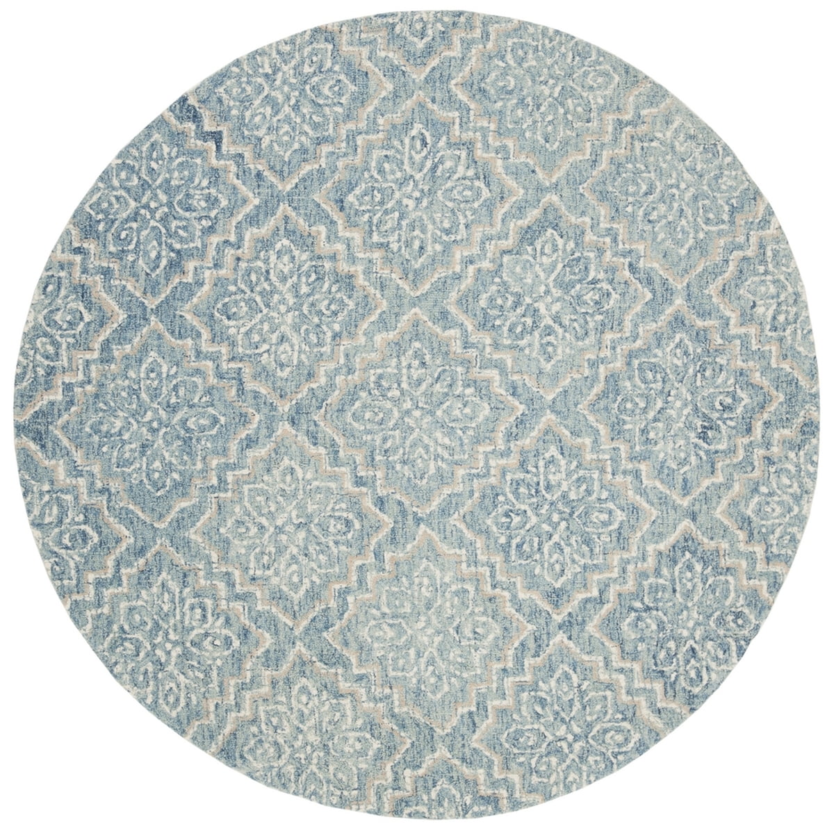 Handmade Abstract Blue Wool 47" Round Tufted Rug