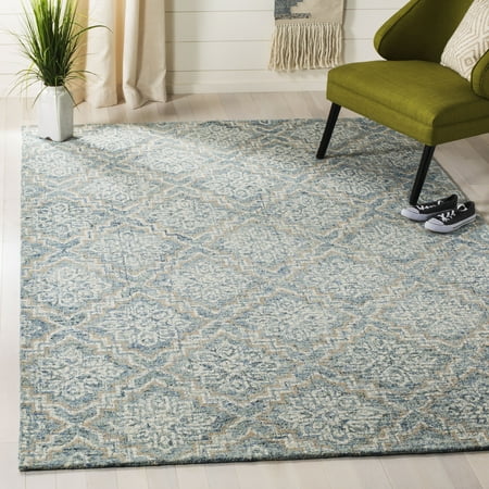 SAFAVIEH Abstract Drew Abstract Wool Area Rug, Blue/Gray, 5' x 8'