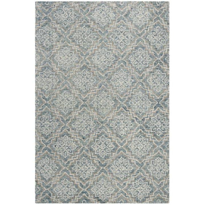 Handmade Tufted Blue Wool Abstract 9' x 12' Rug