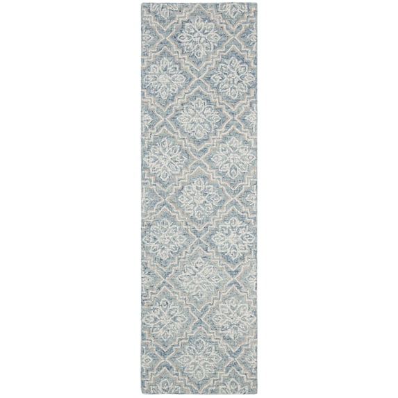 SAFAVIEH Abstract Drew Abstract Wool Runner Rug, Blue/Gray, 2'3" x 16'