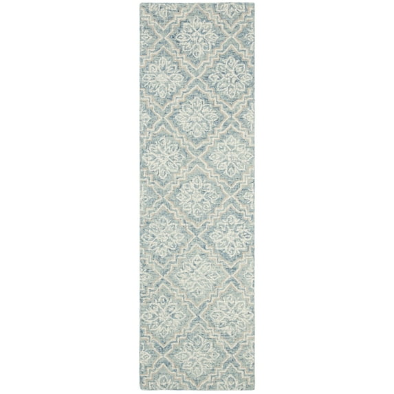 SAFAVIEH Abstract Drew Abstract Wool Runner Rug, Blue/Gray, 2'3" x 8'
