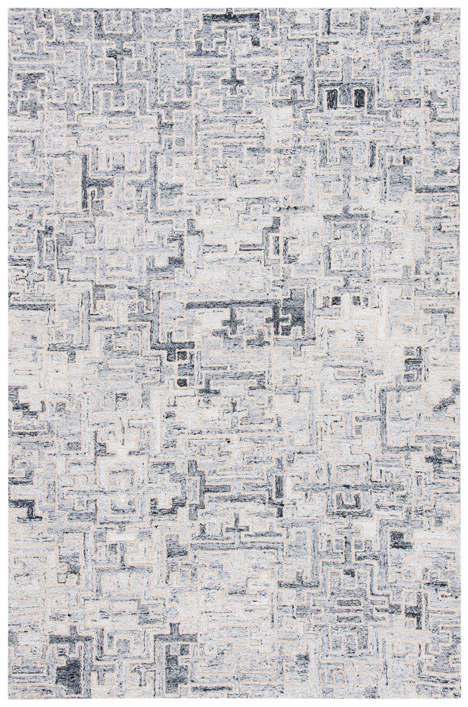Ivory Abstract Tufted Wool Blend 4' x 6' Area Rug