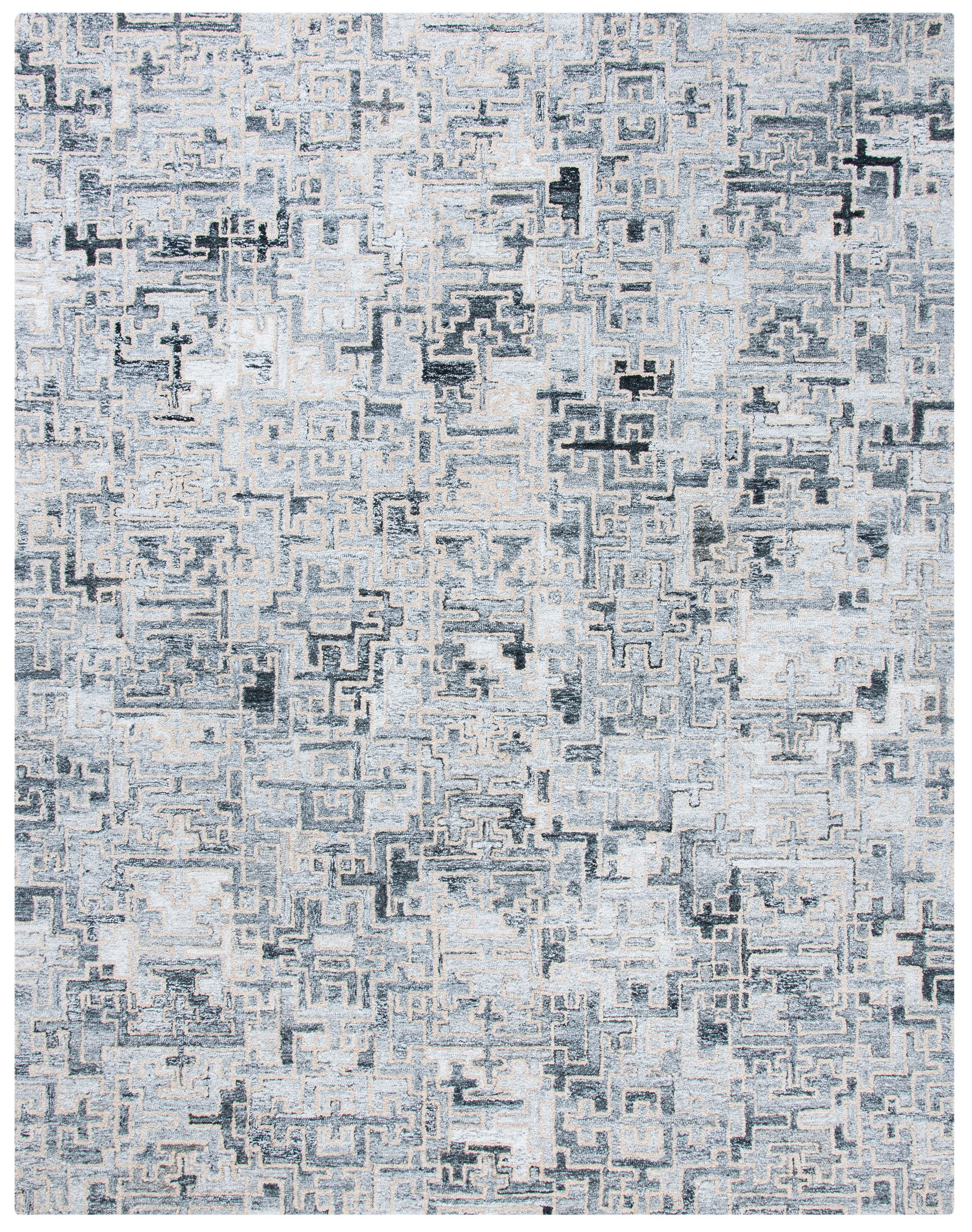 Ivory Abstract Tufted Wool Blend 8' x 10' Area Rug