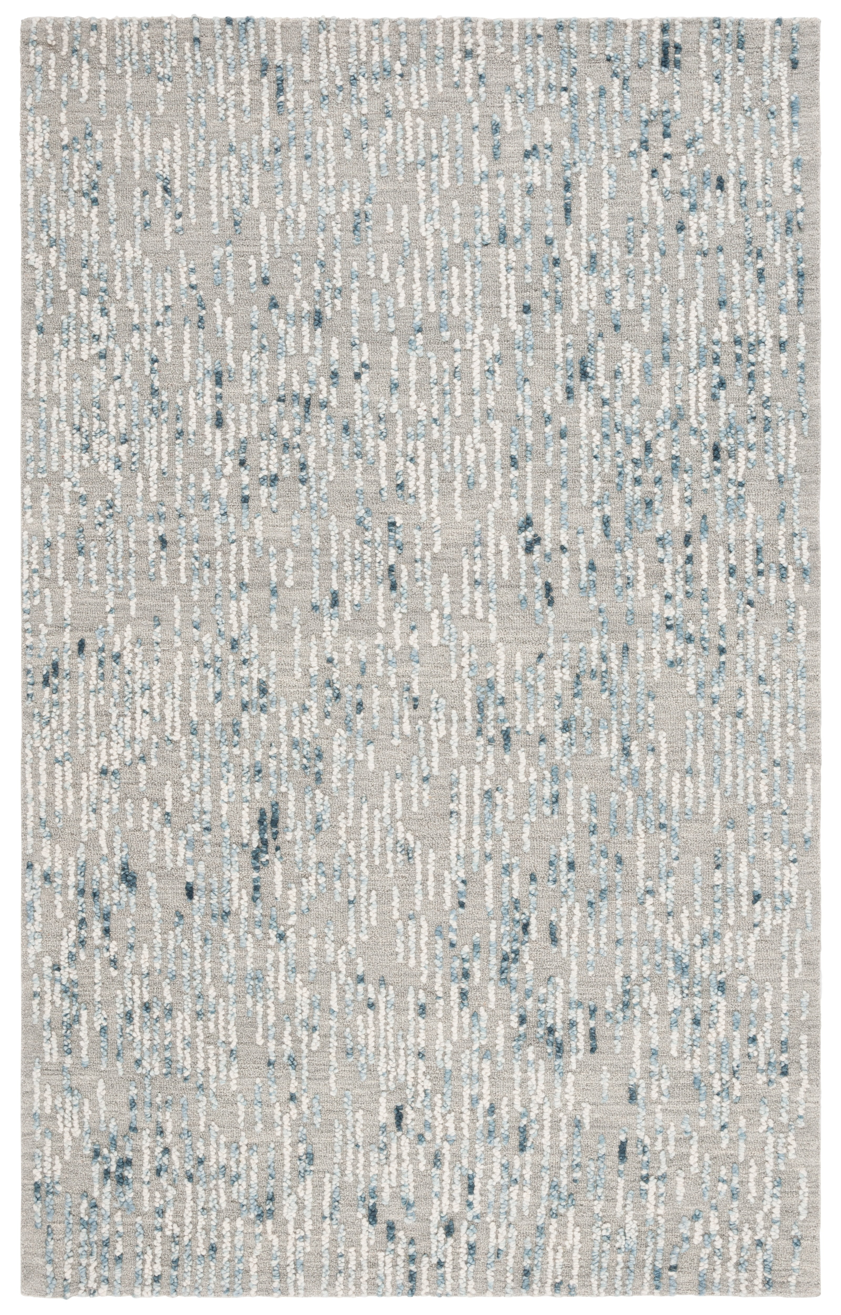 Blue and Gray Abstract Handmade Tufted Wool Rug, 4' x 6'