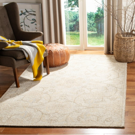 SAFAVIEH Abstract Elouise Geometric Wool Area Rug, Light Gray/Ivory, 4' x 6'