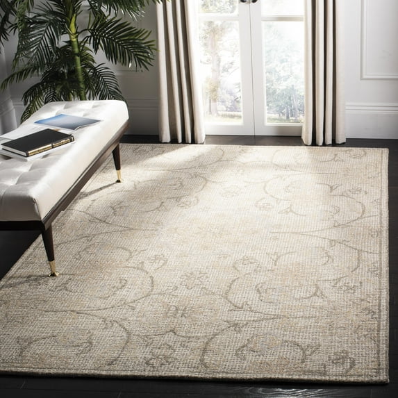 SAFAVIEH Abstract Elouise Geometric Wool Area Rug, Light Gray/Ivory, 8' x 10'