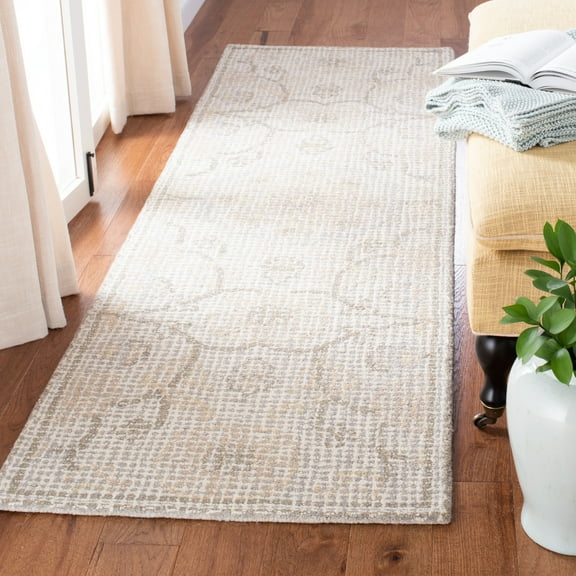 SAFAVIEH Abstract Elouise Geometric Wool Runner Rug, Light Gray/Ivory, 2'3" x 8'