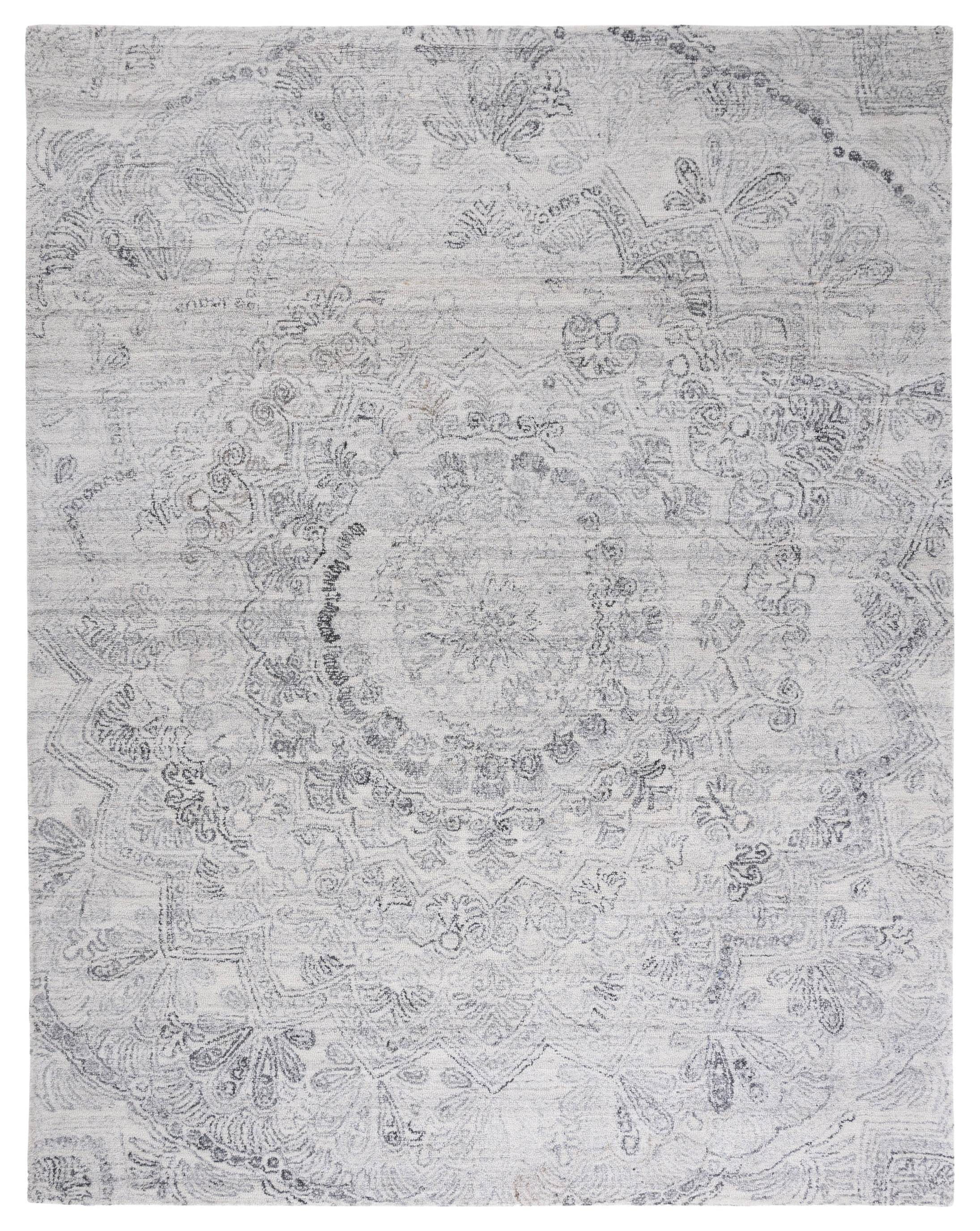 Handmade Black and Ivory Abstract Wool 8' x 10' Area Rug