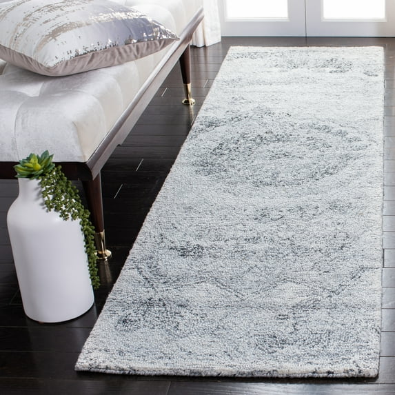 SAFAVIEH Abstract Emelly Floral Runner Rug, Ivory/Black, 2'3" x 10'