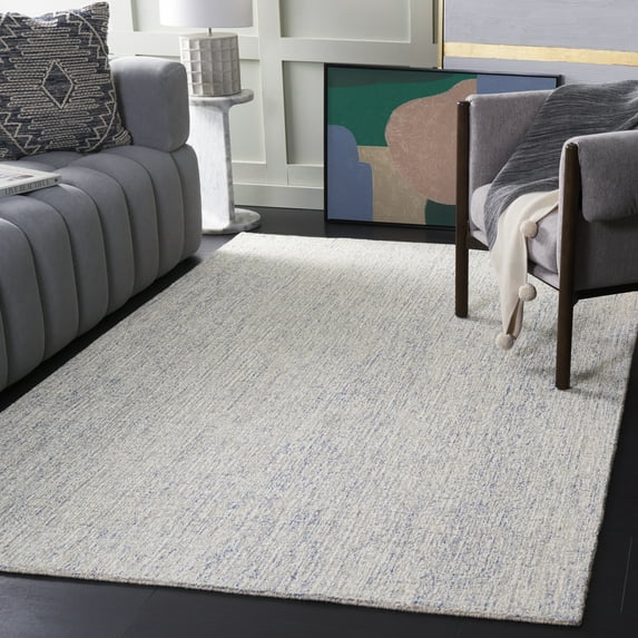 SAFAVIEH Abstract Emely Abstract Wool Area Rug, Ivory/Blue, 4' x 6'