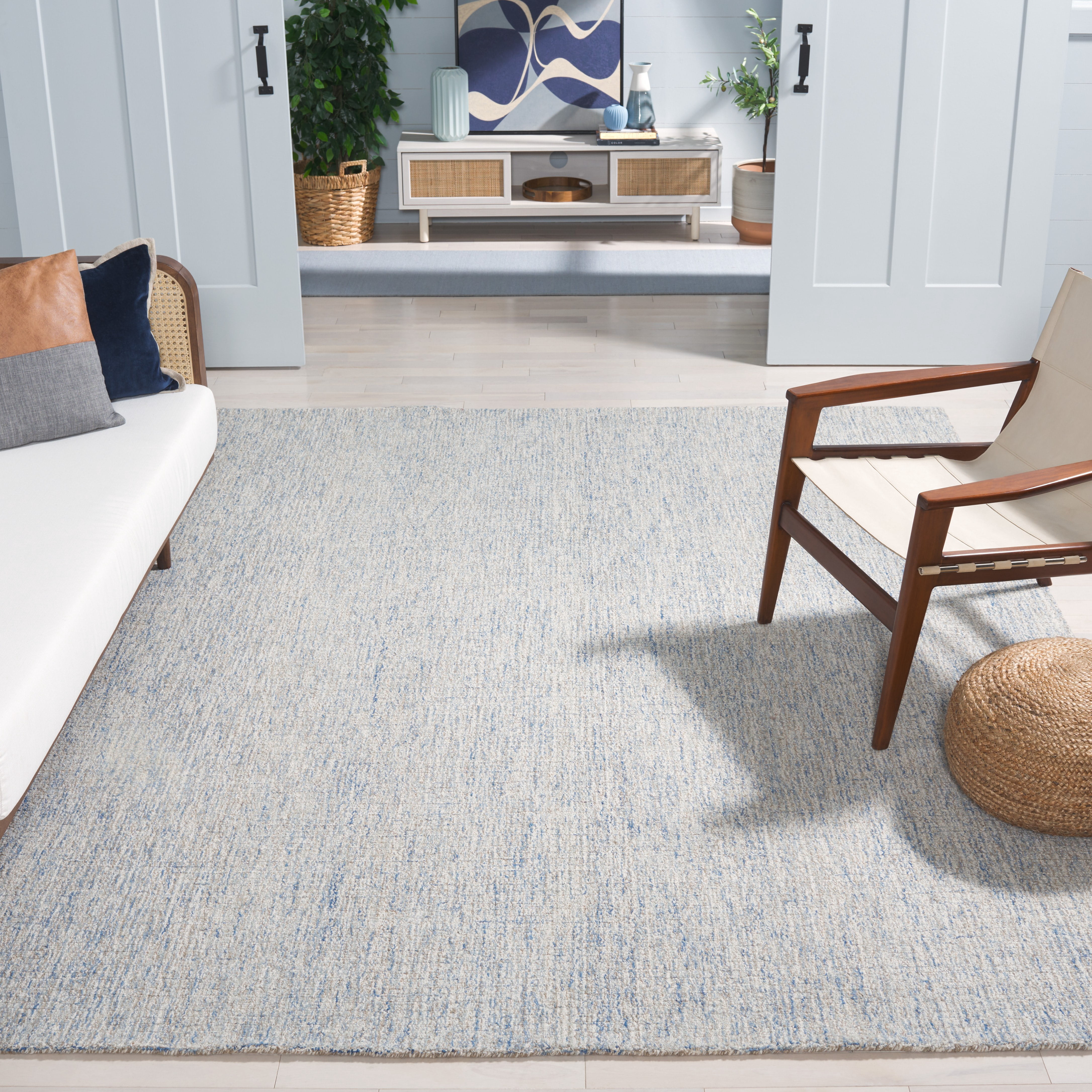SAFAVIEH Abstract Emely Abstract Wool Area Rug, Ivory/Blue, 8' x 10'