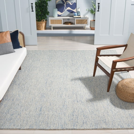 SAFAVIEH Abstract Emely Abstract Wool Area Rug, Ivory/Blue, 9' x 12'