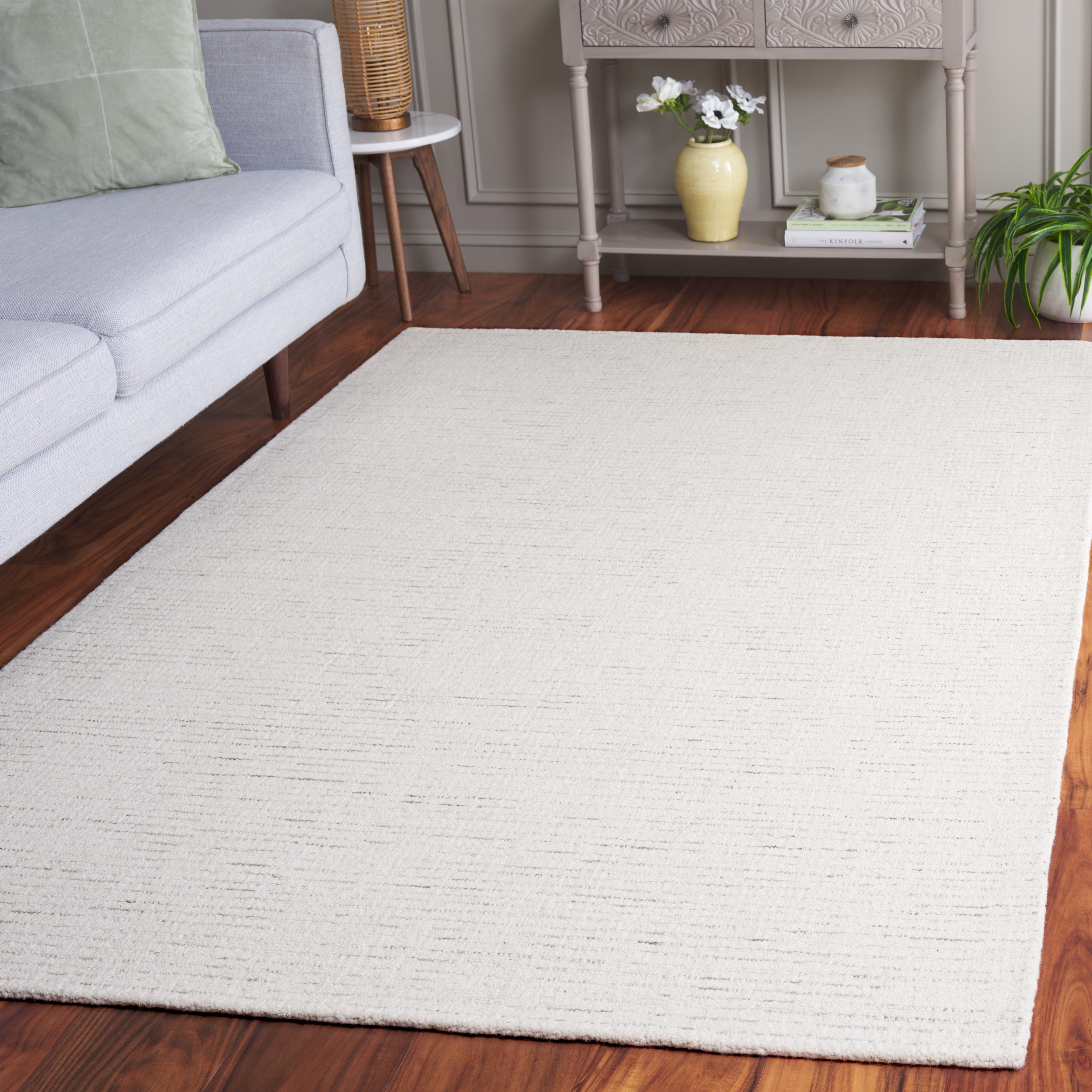 SAFAVIEH Abstract Emely Abstract Wool Area Rug, Ivory/Sage, 8' x 10'