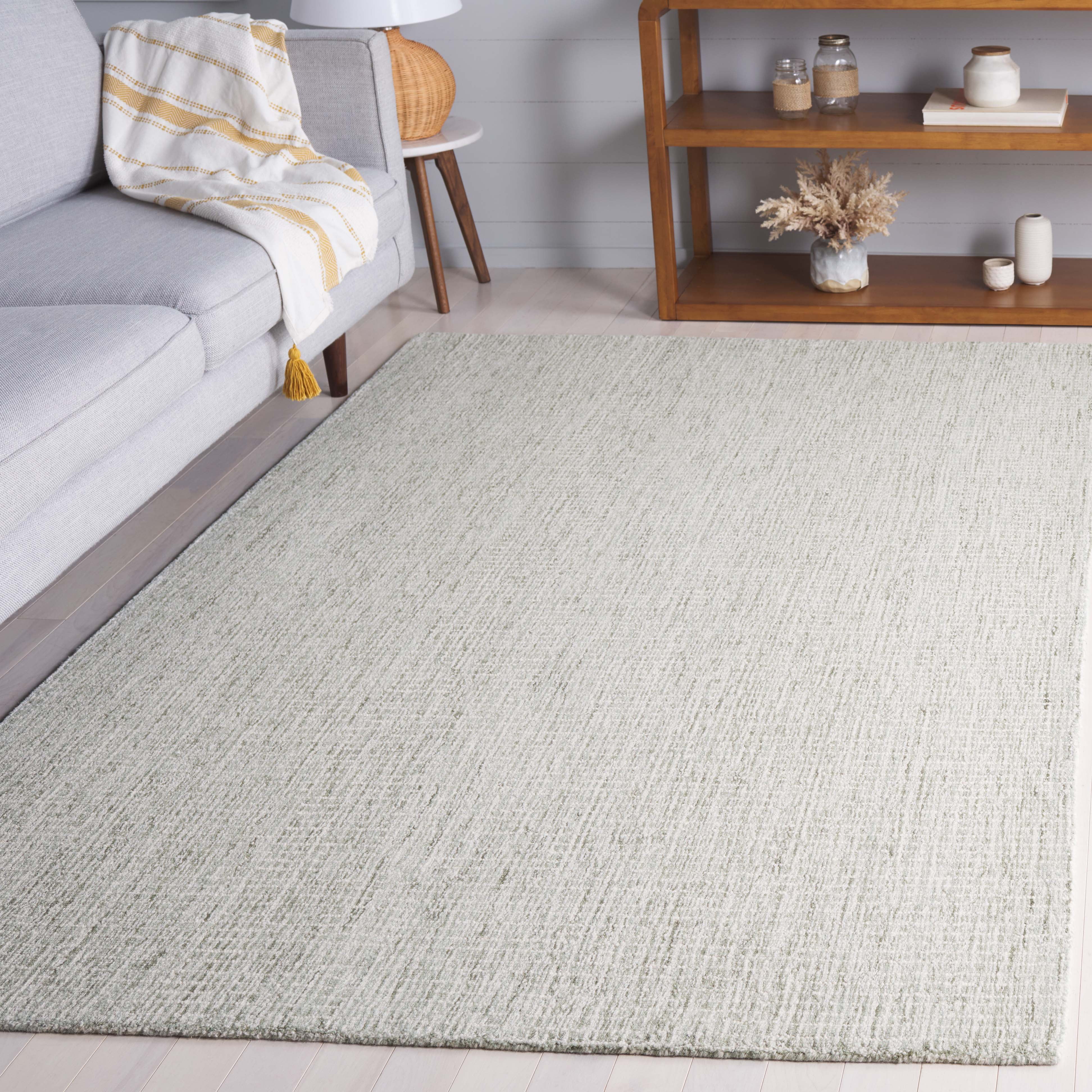 SAFAVIEH Abstract Emely Abstract Wool Area Rug, Sage/Ivory, 4' x 6'