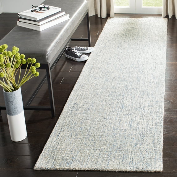 SAFAVIEH Abstract Emely Abstract Wool Runner Rug, Ivory/Blue, 2'3" x 12'