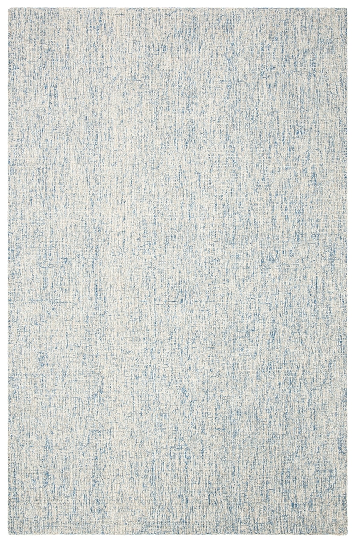 Ivory and Blue Abstract Hand-Tufted Wool Accent Rug - 27" x 4"