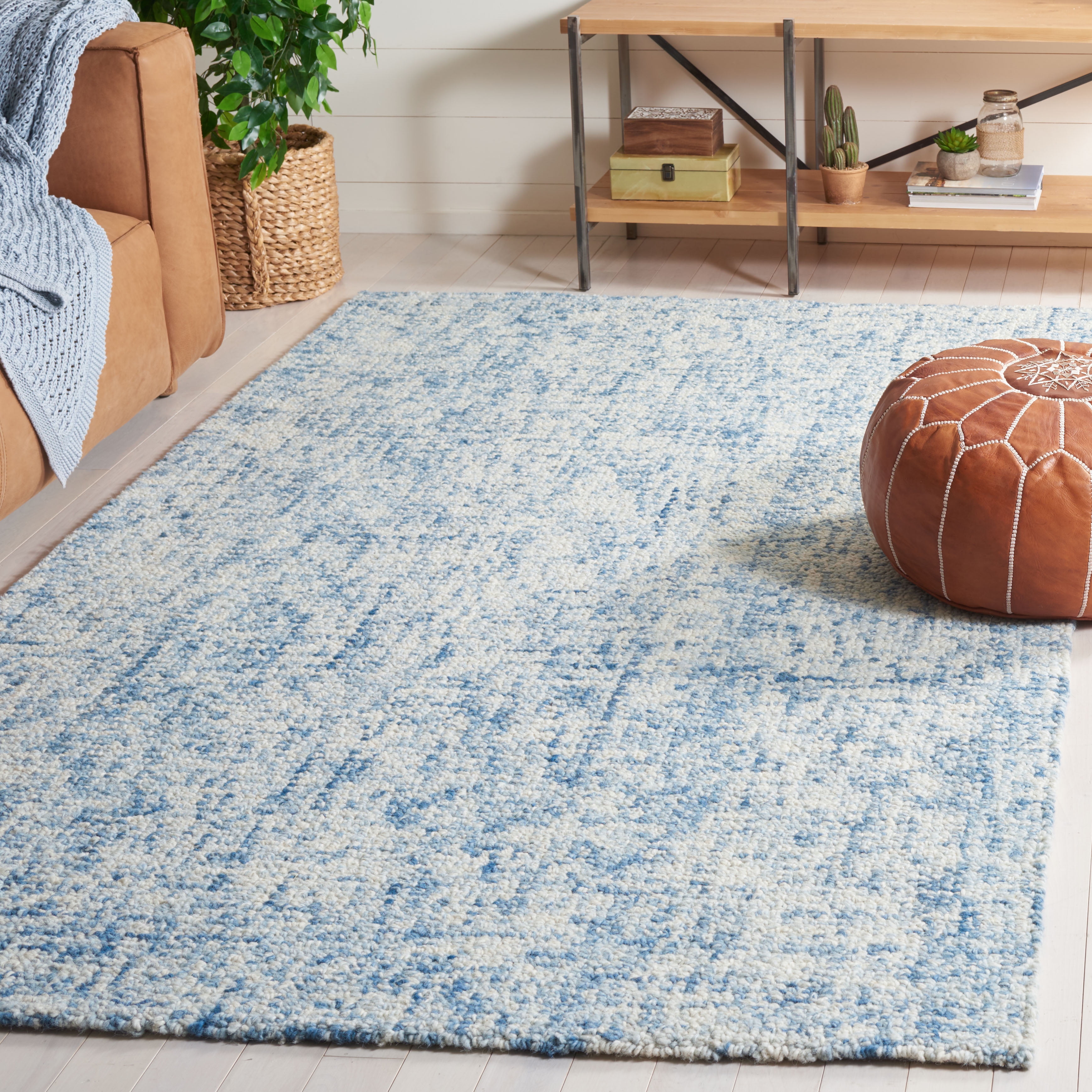 SAFAVIEH Abstract Ethelyn Solid Area Rug, Blue/Ivory, 8' x 10'