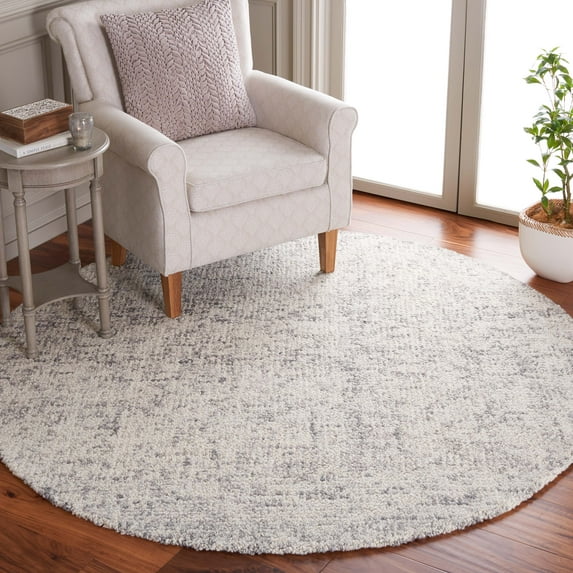 SAFAVIEH Abstract Ethelyn Solid Area Rug, Gray/Ivory, 6' x 6' Round