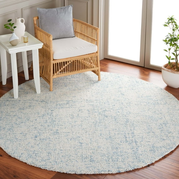 SAFAVIEH Abstract Ethelyn Solid Area Rug, Light Blue/Ivory, 3' x 3' Round