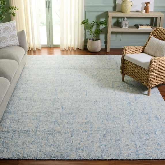 SAFAVIEH Abstract Ethelyn Solid Area Rug, Light Blue/Ivory, 8' x 10'