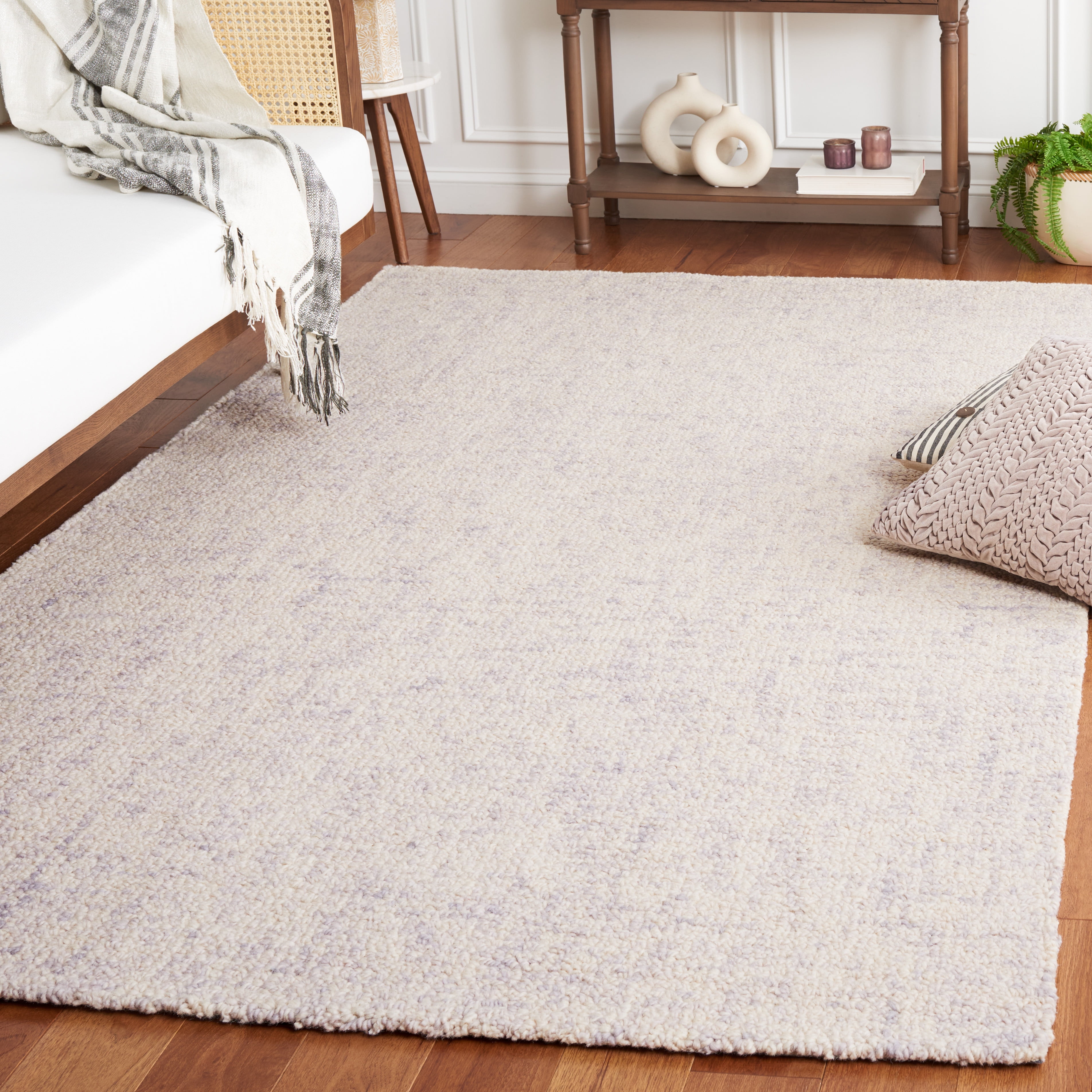SAFAVIEH Abstract Ethelyn Solid Area Rug, Light Gray/Ivory, 4' x 6'
