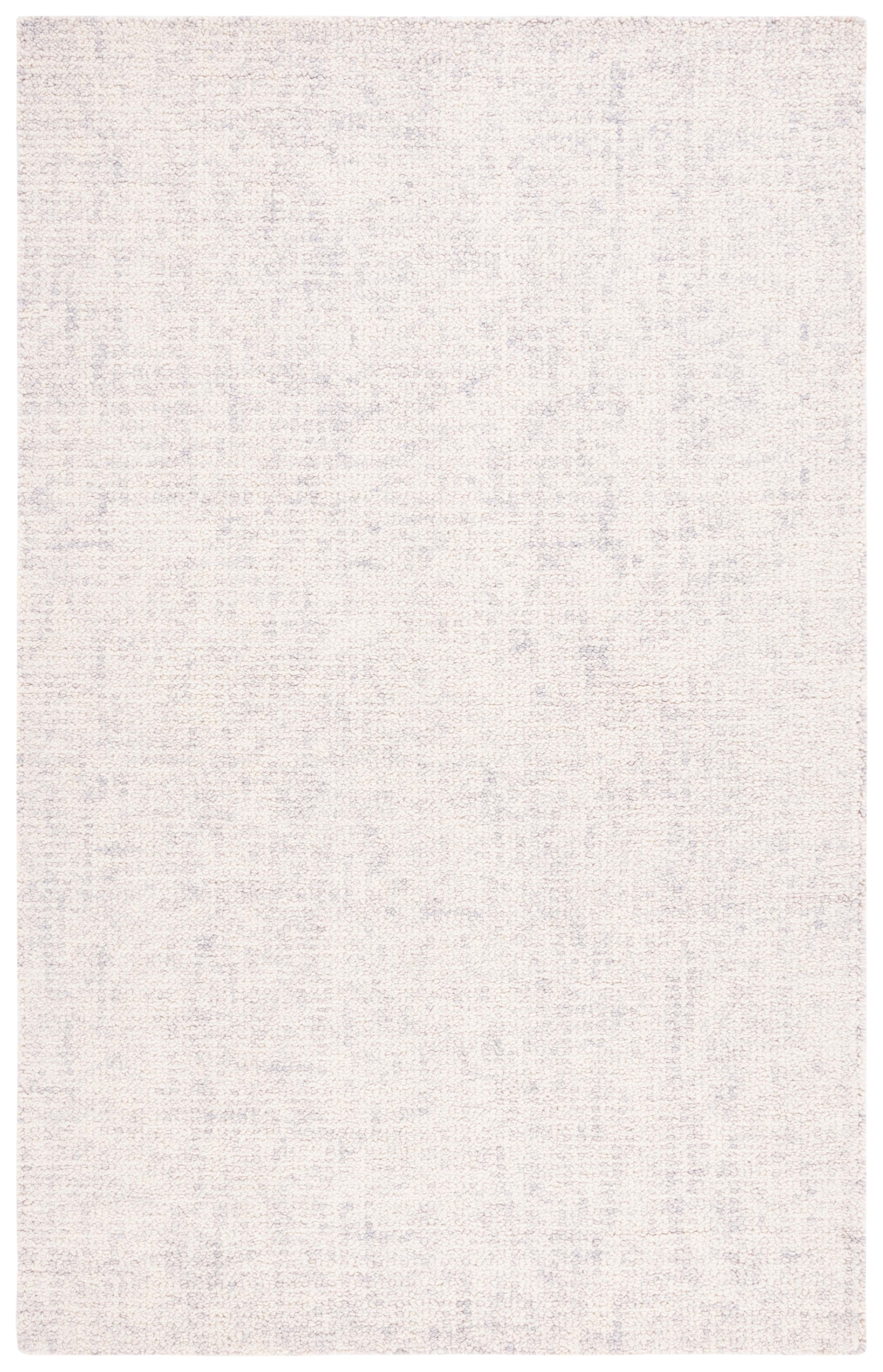 Light Grey and Ivory Abstract Tufted Wool 8' x 10' Rug