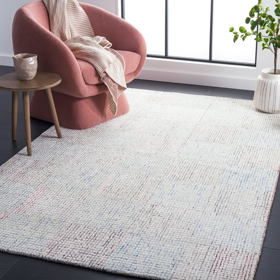SAFAVIEH Abstract Eunice Solid Area Rug, Ivory/Blue, 5' x 8'