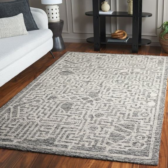 SAFAVIEH Abstract Femie Sunburst Area Rug, Charcoal/Ivory, 6' x 9'