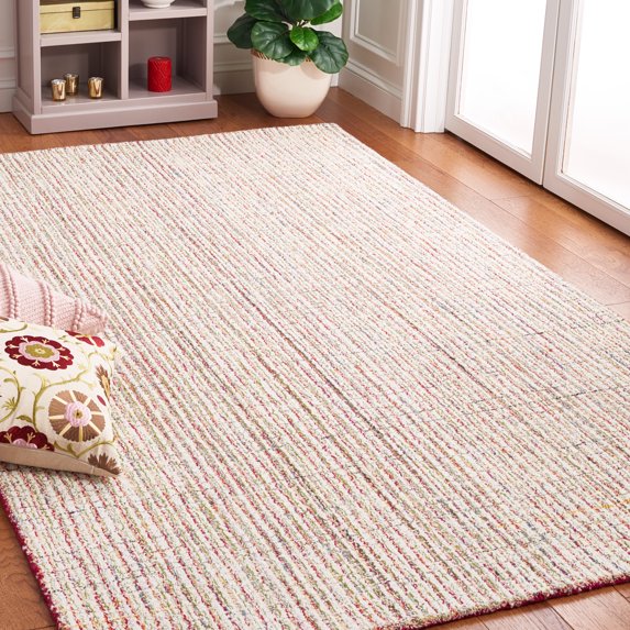 SAFAVIEH Abstract Fredrick Striped Area Rug, Red/Green, 6' x 6' Square